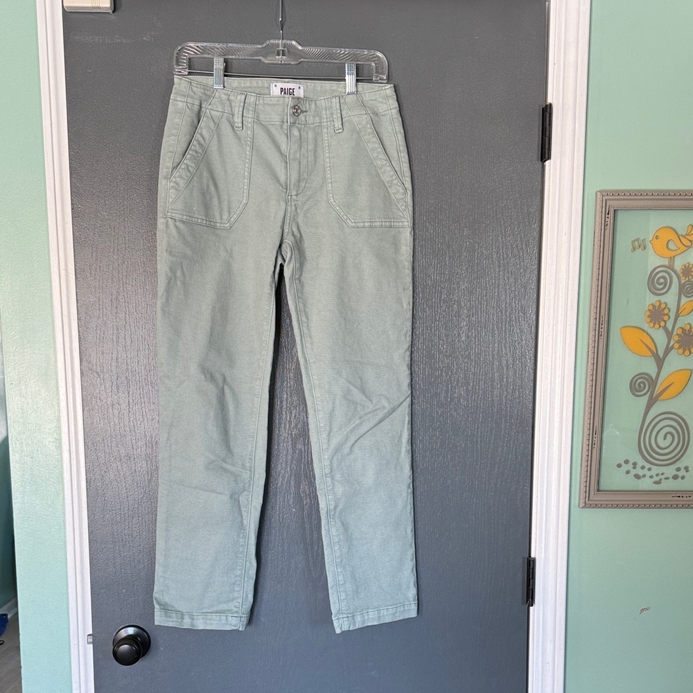 PAIGE Womens Light Green Office Chinos